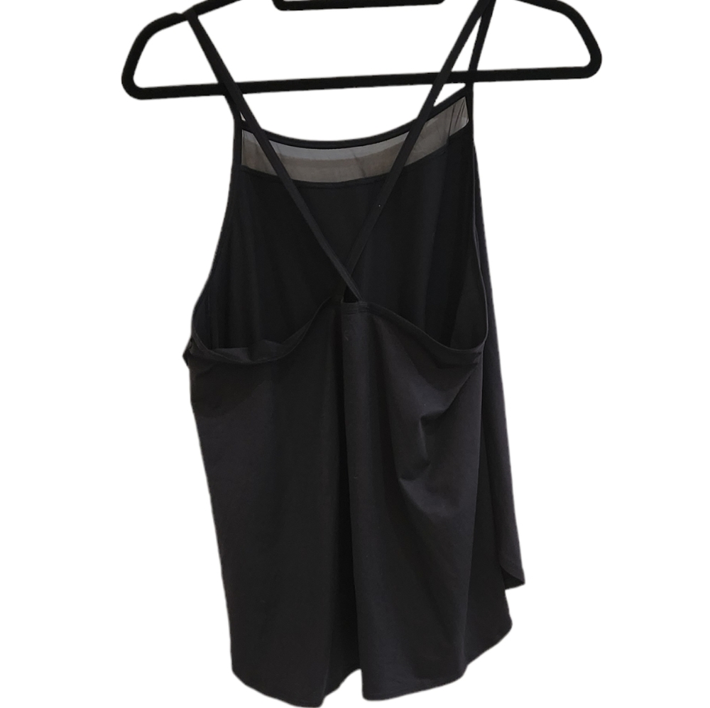 Athleta Chi Sheer Panel Strappy tank top black. Size MT